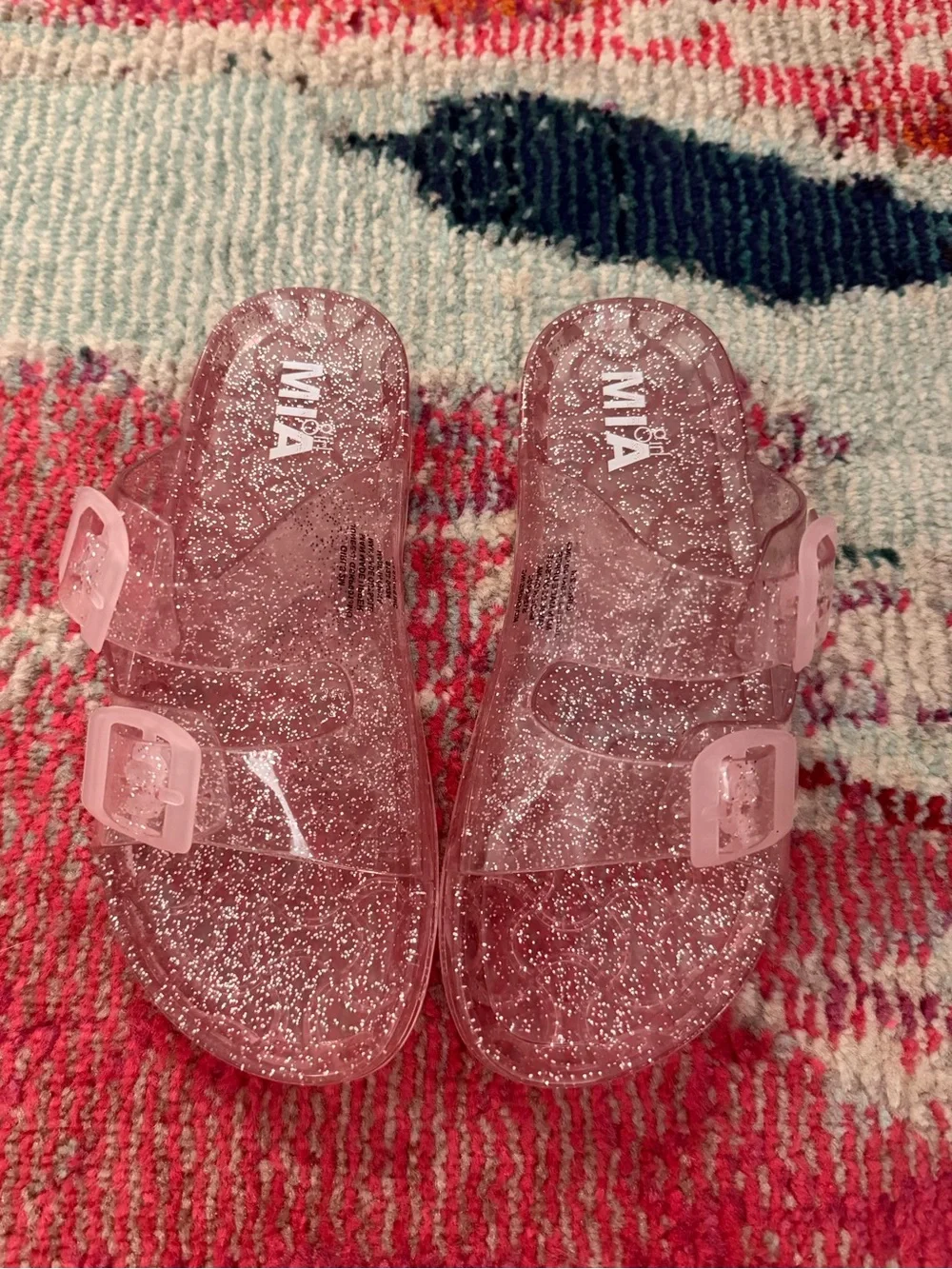 MIA Girls Sparkle Pink Jelly Slide Sandals